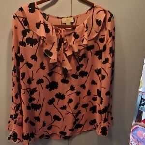 Floral Ruffled Blouse Medium By Loft